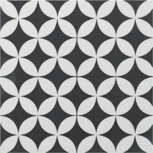 Ciment Corolle Blanc/Noir 8x8 Nat