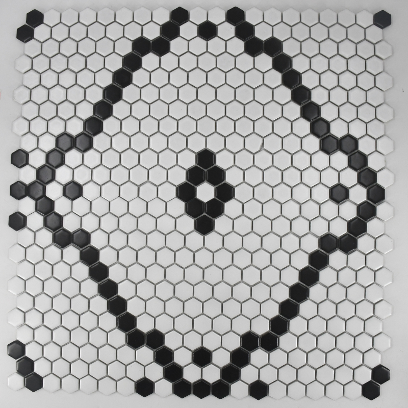 Heritage Black White 1x1 Hex Natural